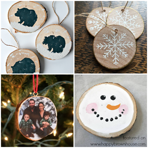 Wood Slice Ornaments collage 1 - Happy Brown House
